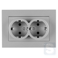 Розетка двойная с заземлением 16A/220V Arvia Electric KAREN Серебро (20 03 2000 907)